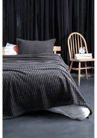 Resim Merinos Modern Line 2 Parça Tek Kişilik Battaniye Seti - Antrasit 