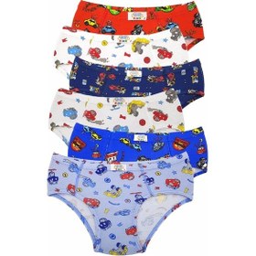 Resim Gümüş Erkek Çocuk Likralı Emprime Desenli Slip Külot 3090- 6 Adet 
