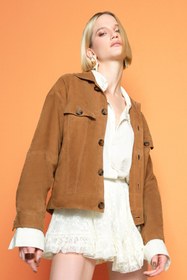 Resim Valenza Kadın Camel Süet Deri Ceket - Camel / 