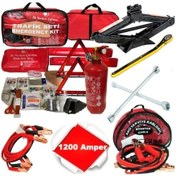Resim Dörtlü Ürün Trafik Seti+çantalı Akü Takviye Kablosu+kriko+bijon Anahtarı 