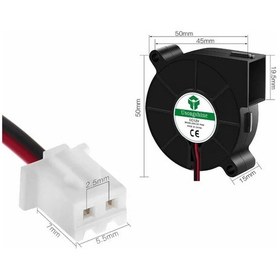 Resim 5015 12V DC Salyangoz Fan 12V 2-Pin 3D Yazıcı Soğutma Fanı Santrifüj Blower Fırçasız Fan 