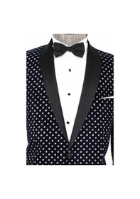 Resim Wessi Nokta Desenli Slim Fit Lacivert Erkek Smokin Ceket Lacivert 
