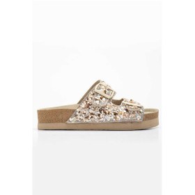 Resim Rooc Taş Desenli Ortopedik Kadın Terlik - Bej Bej 