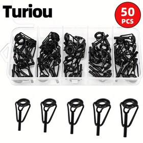 Resim 50 Adet Paslanmaz Çelik Olta Ucu Tamir Kiti - Dayanıklı Deniz & Plaj Olta Kılavuzları, Yem ve Jig Olta Uçları için Uzun Atış Göz Halkaları 