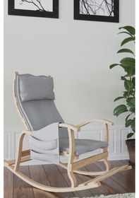 Resim Mobildecoaş Mobildeco Sultan Ahşap Sallanan Sandalye Gri (Doğal) Gri 