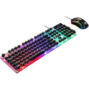 Resim Xindoker "gtx300 Retro Usb Aydınlatmalı Klavye Ve Fare Seti - Ergonomik Tasarım, Ayarlanabilir Yükseklik, 104 Tuşlu" Diğer 