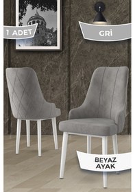 Resim Canisa Trex Serisi 1.sınıf Babyface Kumaş 1 Adet Gri Sandalye Beyaz Metal Ayak Sandalye Gri Ayakları Beyaz 