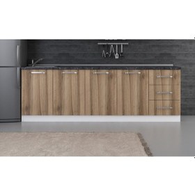 Resim Minar 250 Cm Mutfak Dolabı Beyaz Dore 250-D2-Alt Modül Beyaz 