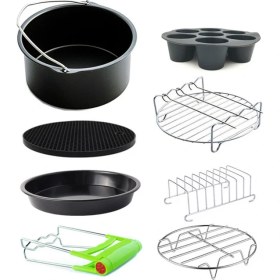 Resim Urbana 8 Adet Paslanmaz Çelik 6 inç Yui / Xiaomi / Philips / Kumtel Uyumlu Air Fryer Aksesuarları - Siyah / Gümüş (Yurt Dışından) 