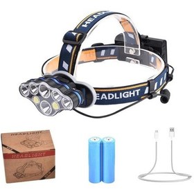 Resim Ps-888 Güçlü Usb Şarj Edilebilir Profesyonel 8 Modlu 6000 Lümen 8 Led Su Geçirmez Kafa Lambası Çok Renkli 