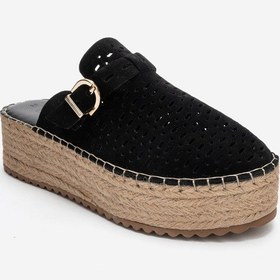 Resim Luvishoes Louıs Siyah Süet Hakiki Deri Burnu Kapalı Hasır Dolgu Taban Terlik Siyah 