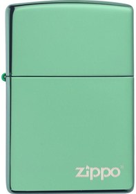 Resim Zippo High Polish Green Logo Dizayn Çakmak Yeşil 