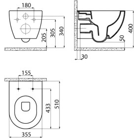 Resim Creavit Free Beyaz Kanalsız Asma Klozet FE322, Duroplast Yavaş Kapak, Terra Gömme Rezervuar Set 