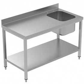 Resim Electrolux Professional Özel Şef Çalışma Tezgahı Tek Evyeli (Sağda 100 MM Sırtlı Taban Raflı - 1400 MM Plus LSGTL1410D 