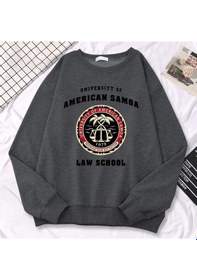 Resim Startmore Tarzsokak Basit Moda Bayan Kazaklar Amerikan Samoa Üniversitesi Hukuk Okul Baskı Hoody Yumuşak Polar Ka Antrasit 