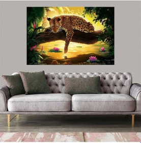 Resim Es10 Özel Dekoratif Baskı İllüstrasyon Leopar Kanvas Tablo (90 x 60) 