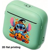 Resim Honeybeeshop Disney Stitch Yeşil Taşınabilir Yazıcı Kablosuz Usb Şarj Fotoğraf Baskı Telefon Yeşil 