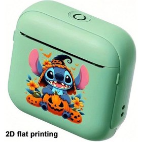 Resim Honeybeeshop Disney Stitch Yeşil Taşınabilir Yazıcı Kablosuz Usb Şarj Fotoğraf Baskı Telefon Yeşil 
