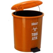 Resim Safell Pedallı Tıbbi Atık Çöp Kovası 40 Litre İç Kovalı Turuncu 