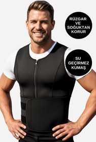 Resim Arnee Motorcu Yelek Motosiklet Bisiklet Göğüs Bel Korumalı Rüzgar ve Soğuk Geçirmez Koruyucu Termal Unisex 