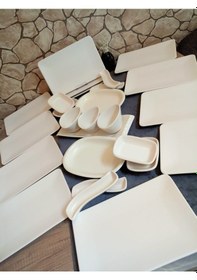 Resim Kahvaltı Takımı 12 Kişilik 26 Parça Mat Krem Siera Krem 