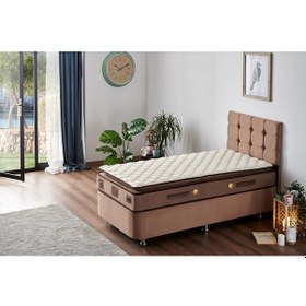 Resim Nironyatak W. Cotton 100X200 Cm Tek Kişilik Pedli Yatak Baza Başlık Takımı - 