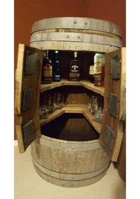 Resim Masifart Şarap Fıçısından İç Bölmeli Mini Bar 