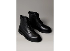 Resim Calvin Klein Siyah Erkek Bot Combat Ess Lace Up Zıp Boot Aop 