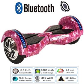 Resim Smart Balance Elektrikli Kaykay Hoverboard 8.5" Akıllı Dengeli Ledli Bluetooth Hoparlörlü Mor 