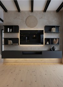 Resim Resital Ledli Duvara Monte Tv Sehpası - Antrasit - W6013-4 Antrasit 