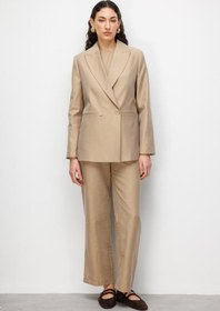 Resim Mizalle Bej Rengi Kruvaze Blazer Ceket 