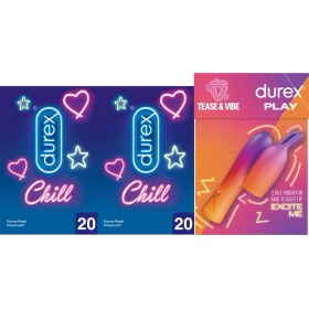 Resim Durex 2'si 1 Arada Vibrator ve Uyarıcı Başlık + Durex Chill Prezervatif 40LI 