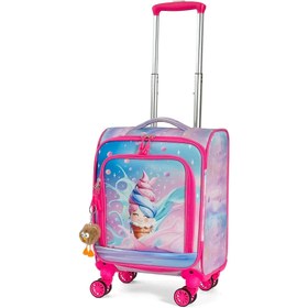 Resim Dondurma Desenli 4 Tekerlekli Çocuk Valizi, Eğlenceli Seyahat Arkadaşı - Dondurma Desenli 
