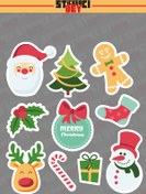 Resim STİCKERCI BEY YILBAŞI - KARDAN ADAM - NOEL BABA - KAR TANESİ ARMA FOSFOR STİCKER SETİ 