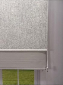 Resim donatti perde OLYMPOS Serisi – Kırçıl Desenli Çift Mekanizmalı Beyaz Tül Açık Gri Stor Perde 50 x 200 