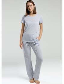 Resim Pierre Cardin 8978 Kısa Kol Kadın Pijama Takımı V2 Mavi 