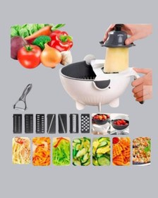 Resim Çok Fonksiyonlu Döner Rende Süzgeç Hazneli Ergonomik Sebze Doğrayıcı Siyah 