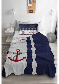 Resim Denizci Çapalı Tek Kişilik Pike (Yastık Kılıflı) 