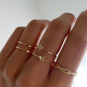 Resim Kadınlar için 5 adet Zarif Kelebek Yüzük Seti, Rhinestones ile Alaşım, Parti, Tatil, Günlük Giyim için Yığın Yüzükler - Hediye Hazır, Boho Şık Takı, Tatil Takıları | Kelebek Motifi | Alaşım Bant, Kelebek Takıları 
