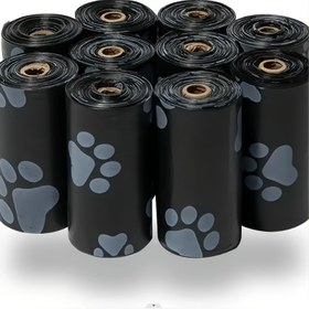 Resim 150/10 Rulo Kalın Pratik Pet Kusma Çantaları - 15 Rulo/1, Siyah Mavi Pati Baskıları, Dayanıklı Polipropilen Kusma Çantaları Kediler ve Köpekler İçin, Pet Atık Dağıtımı | Pati Baskı Tasarımı | Sızdırmaz Mühür 