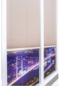 Resim Bej 09-03 Plise Perde - Katlanır Cam Balkon Perdesi Bej 