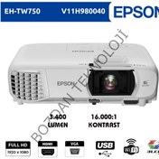 Resim Epson EH-TW750 1920X1080 Full Hd 3400 Lümen Uhe 16.000:1 Hdmı+Usb/vga+Wifi Projeksiyon Cihazı V11H980040 