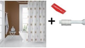 Resim Banyo Duş Perdesi 6969 120x200 Perde Borusu Askı Aparatı 90x130 Hediyeli 