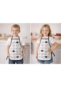 Resim 3-5 Yaş Çocuk Mutfak Önlüğü 35x50 Cm Su Geçirmez, Leke Tutmaz, Pamuk Polyester Karışımlı Beyaz 