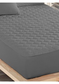 Resim Sessiz Alez Gri Yatak Koruyucu Pamuklu Kapitoneli Fitted Çift Kişilik 
