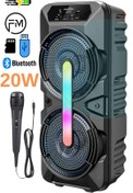 Resim KALİTESENİNLE Işıklı Büyük Boy Party Box Bluetooth Hoparlör Taşınabilir Şarjlı Ses Sistemi Kablolu Karaoke Mikrofn 