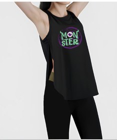 Resim Siyah Yırtmaçlı Monster Eye Spor Kadın Atlet Siyah 