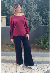 Resim Mia Butik Büyük Beden Bordo Mehita Eşortman Takım Bordo 