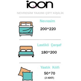 Resim İqon Lastikli Çarşaflı Nevresim Takımı Çift Kişilik Slbyglkrs3645 Çok Renkli 