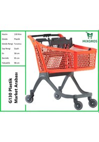 Resim G130 Plastik Market Alışveriş Arabası 130 Litre Turuncu 